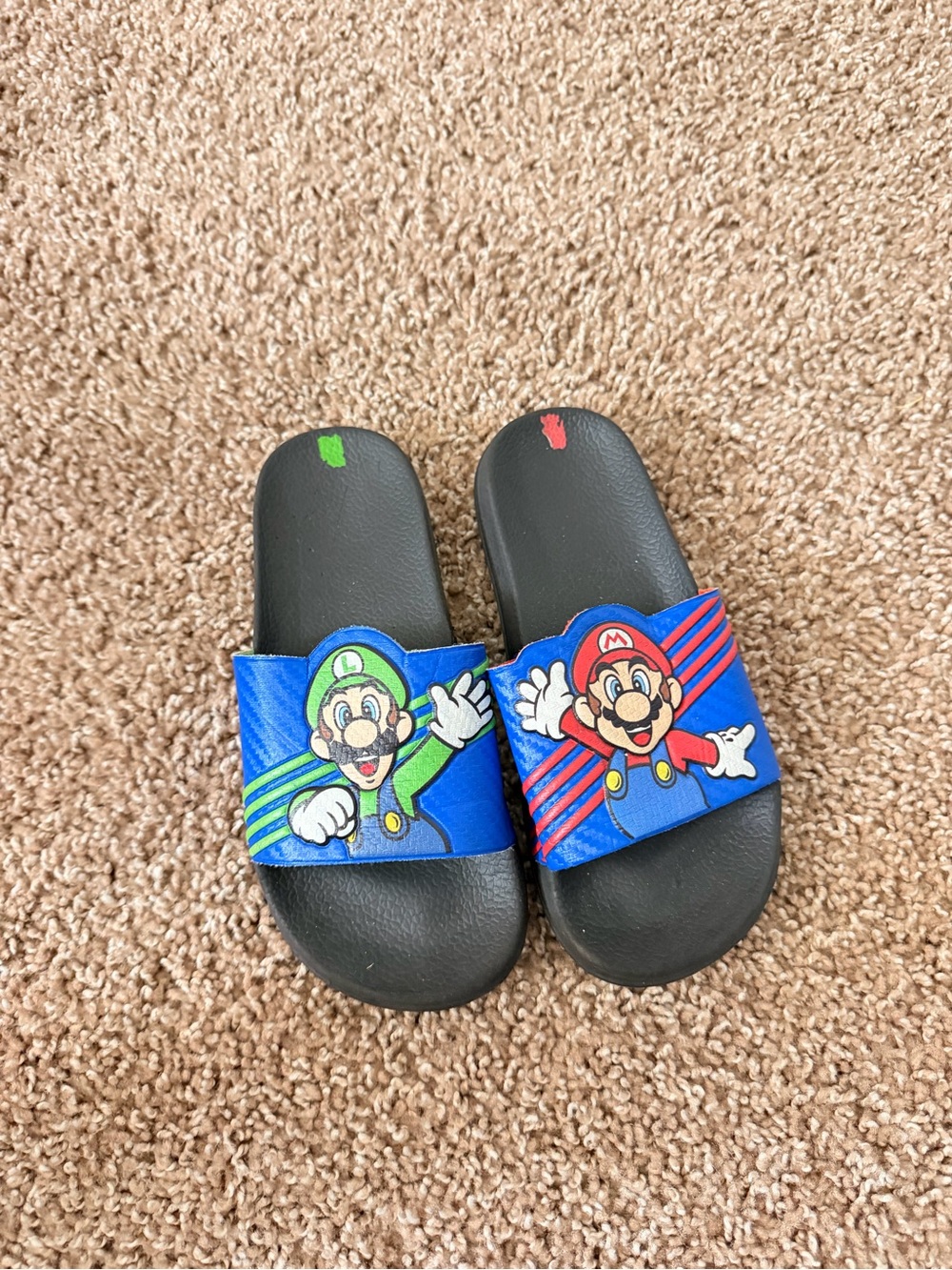 Kids Mario & Luigi Blue Slide Sandals